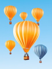 Fototapeta premium Colorful Hot Air Balloons Festival - A vibrant festival scene showcasing colorful hot air balloons soaring against a clear blue sky. Symbolizing adventure, freedom, joy, celebration, and aspiration.