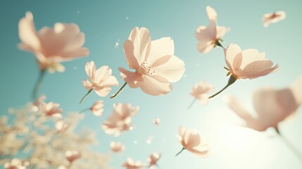 Obraz premium Falling Cherry Blossoms, Springtime Bloom