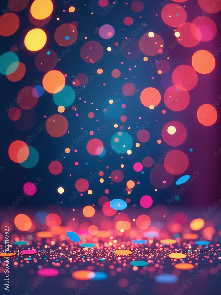 Poster Vibrant Confetti Decorates A Colorful Scene With Bokeh Effect Against A Festive Backdrop, Created Using Generative Ai Art Techniques. 00002