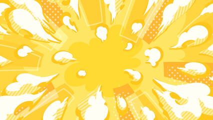 アメコミ風の放射状に広がる煙のエフェクトの背景イラスト_16:9