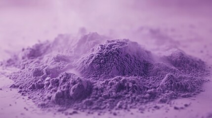 Fototapeta premium A purple powder explosion in the middle against a Light pastel purple background.r