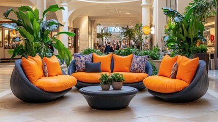 Relaxing Lounge Set in Modern Shopping Mall