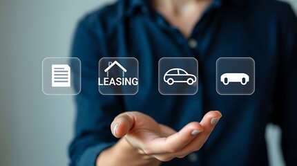 Leasing Concept &ndash; Automobile, House Rent, and Property Leasing, apartment leasing, real estate leasing, business lease, commercial lease, leasing process,  leasing house, leasing car, leasing property