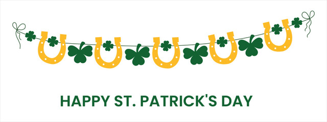  Saint Patricks day shamrock. Hand lettering Saint Patrick's Day greetings card with clover shapes and branches vector. Vector illustration. © VECTOR BUNDLE