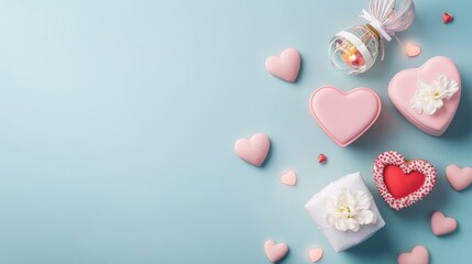 Happy Valentine&rsquo;s Day Banner Template for Flat Lay Composition