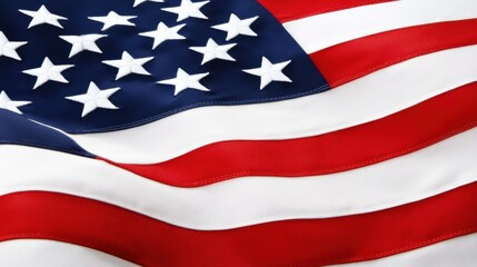 Fototapeta premium Close-up of a waving American flag showcasing vibrant colors and detailed fabric texture