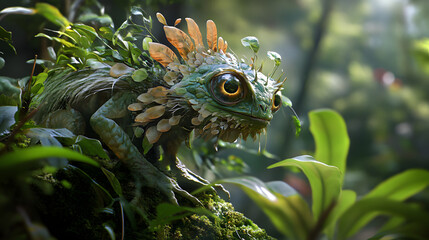 Obraz premium A Deep Dive into the Lives of Tree-Top Dwellers: Exploring the Weird Little Creatures of the Forest Canopy in a Nature Documentary