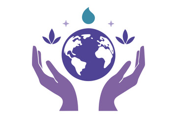 Silhouette of Hands Holding a Globe with Glowing Religious Symbols, Representing Care and Unity, Spiritual Vector Illustration for Global Harmony, Peace, and Religious Tolerance Design