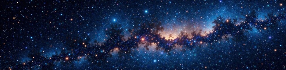Fototapeta premium Celestial canvas with twinkling stars on inky black background, celestial, shimmer