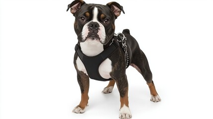 Obraz premium Adorable Olde English Bulldogge Puppy Wearing Harness