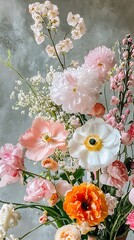 Colorful flowers vibrant blooming fresh petals natural garden floral scenery