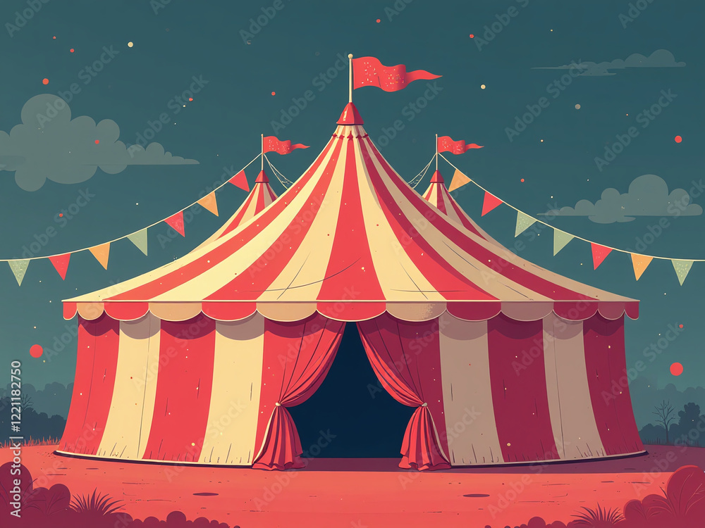 Poster The Image Features A Circus Tent Background With Plenty Of Copy Space, Ideal For Designers Using Generative Artificial Intelligence Tools. 00001