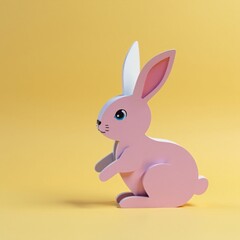 Fototapeta premium Colorful paper cut rabbit sitting on egg , eggs, colorful