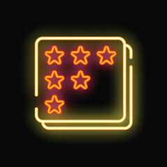 Neon sign showing five stars glowing on a dark background, symbolizing a positive customer experience