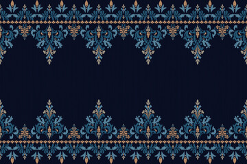 Ethnic seamless textile design. Ikat tribe. Geometric pattern embroidery. Background or carpet. Wallpaper. Curtain pattern, vector illustration.	