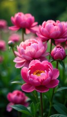 Obraz premium Colorful peony flowers in a garden, garden, nature, spring