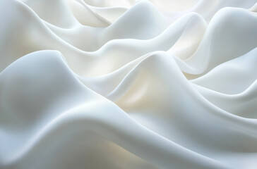 Obraz premium Soft white fabric waves create a serene ambiance and texture perfect for elegant decor and design projects