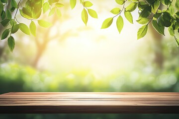 Obraz premium Green Leaf Wooden Background