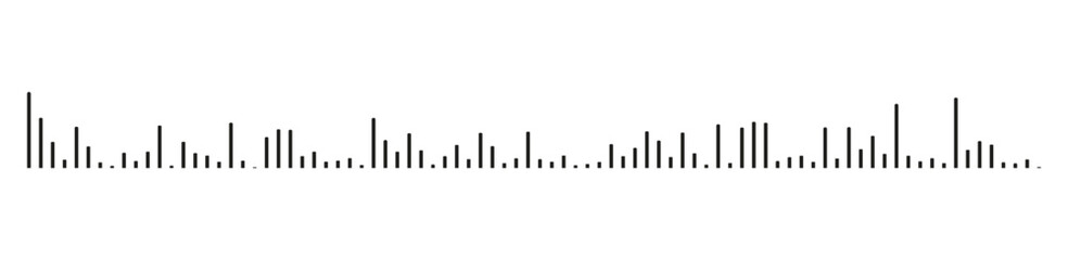 Equaliser symbol. Voice message mockup. Audio chat speech sound wave icon. Element for mobile messenger, podcast online radio interface, music player, app. Waveform pattern layout on white background.