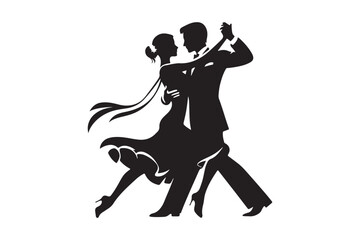 Romantic Couple Tango Dance Minimalist Black Silhouette