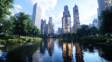 Fototapeta premium City Park Reflections