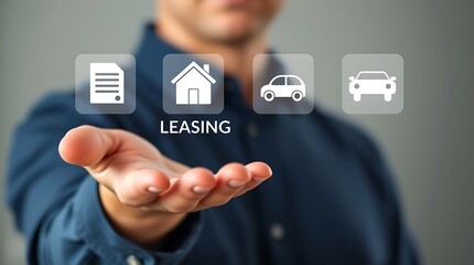 Leasing Concept &ndash; Automobile, House Rent, and Property Leasing, apartment leasing, real estate leasing, business lease, commercial lease, leasing process,  leasing house, leasing car, leasing property
