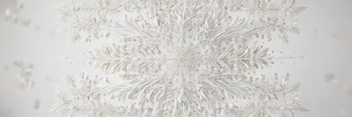 Delicate snowflake pattern with intricate designs and symmetry on a white or light-colored background, evergreen, patterns