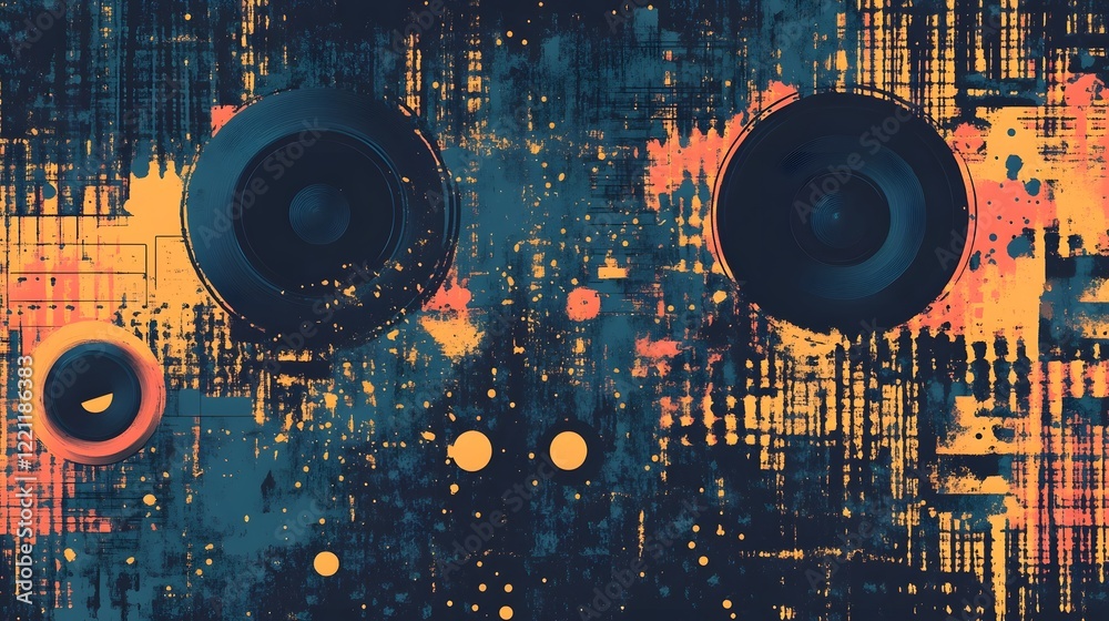 Poster dazzling digital landscape of futuristic geometric patterns and luminous shapes