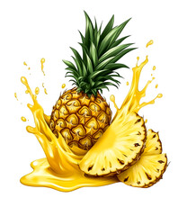 Ripe Pineapple with Splattering Yellow Juice