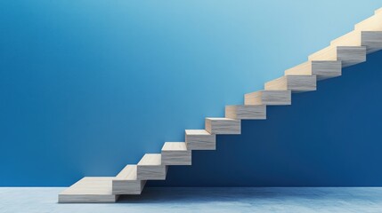 Ascent: A Minimalist Staircase Against a Blue Wall
