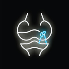 Neon sign illustrating the process of breast biopsy using a needle for medical diagnosis