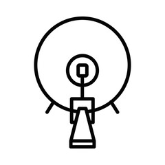 Bass drum icon with mallet in outlined vector style. Editable stroke.