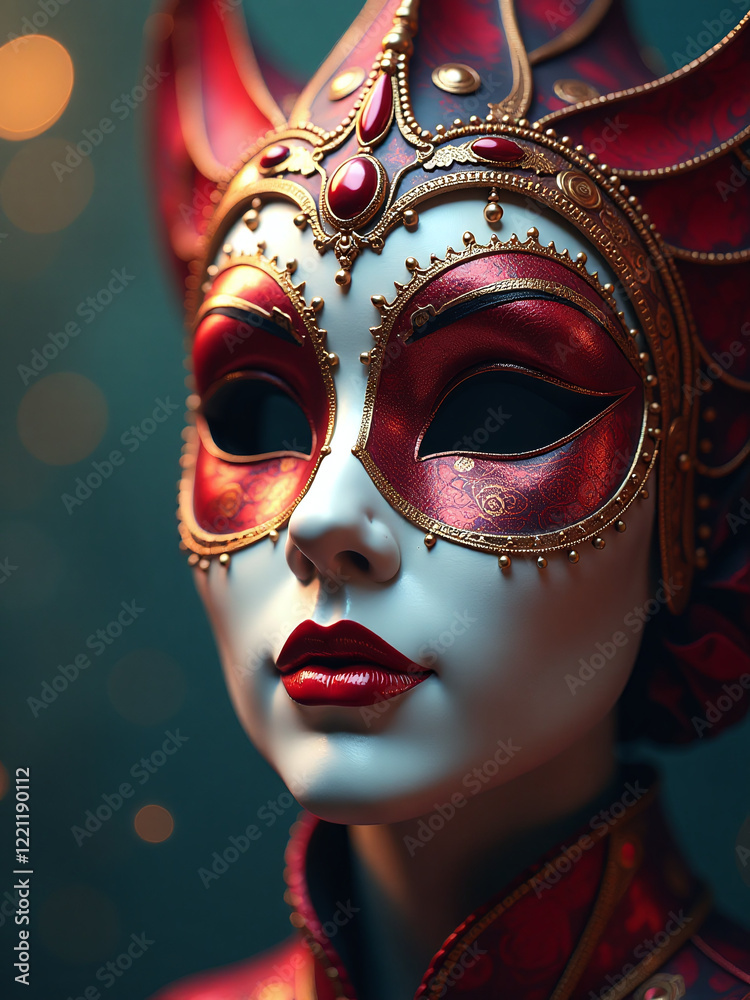 Poster Luxury Carnival Mask With Blurred Abstract Background And Light Effects Created Using Generative Artificial Intelligence Technology. 00001