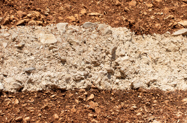 Distinct layers of soil, each with unique colors and textures, reveal a history of deposition and soil formation over time.