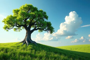 Ancient tree standing alone, forest, natural, trees