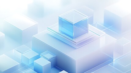 Fototapeta premium there is a blue and white image of a building with a glass block