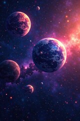 Fototapeta premium Celestial bodies floating in space , orbit, abstract background vector, galaxy