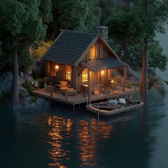 Obraz premium there is a small boat that is sitting on the water