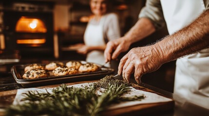 Fototapeta premium Culinary Creativity: Capturing the Art of Baking with Fresh Ingredients in a Cozy Kitchen Setting.