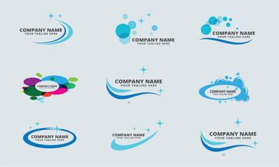 Set of Abstract Business Logos with Bright Colors and Modern Design Elements
