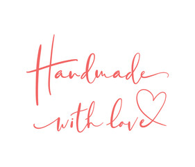 Handmade with Love for Your Order quote card. Modern, simple, minimal typographic design. Isolated on white background