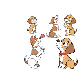 Adorable Dog in Sitting and Standing Poses
