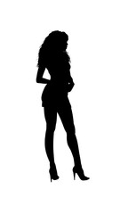  silhouette of young beautiful  black woman - vector illustration