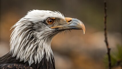 Obraz premium Steller's Sea Eagle Profile Close-up, Detailed Feather Texture, Majestic Bird Portrait, Wildlife Photography, Nature Steller's Sea Eagle, Bird Photography