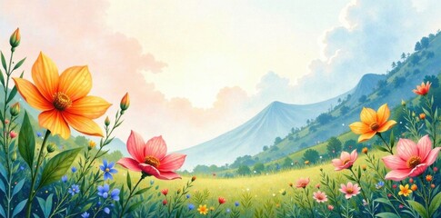 Fototapeta premium Nature Inspired Watercolor, organic design, nature