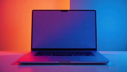 Laptop with Blue Accent Background , laptop, desktop, screen
