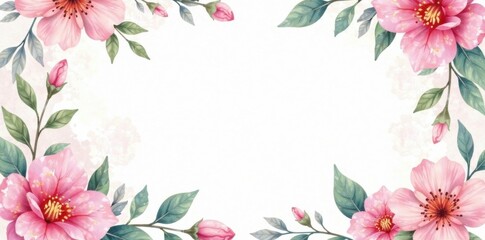 Naklejka premium Pastel watercolor floral wreath background, watercolor, abstract