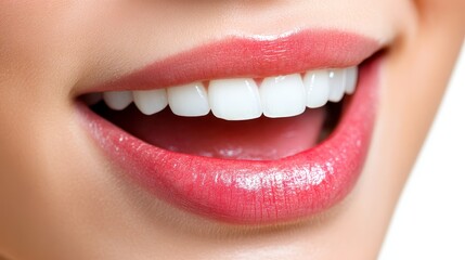 Obraz premium Radiant white teeth closeup, a captivating smile highlighting oral hygiene and dental health