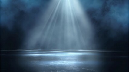 Ethereal rays dramatic light and shadow in a reflective, misty realm background.