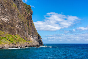 Scenic seascape at Porto da Cruz, small and beautiful village on Madeira Island, Portugal